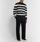 Mr P. - Striped Waffle-Knit Virgin Wool Sweater - Black