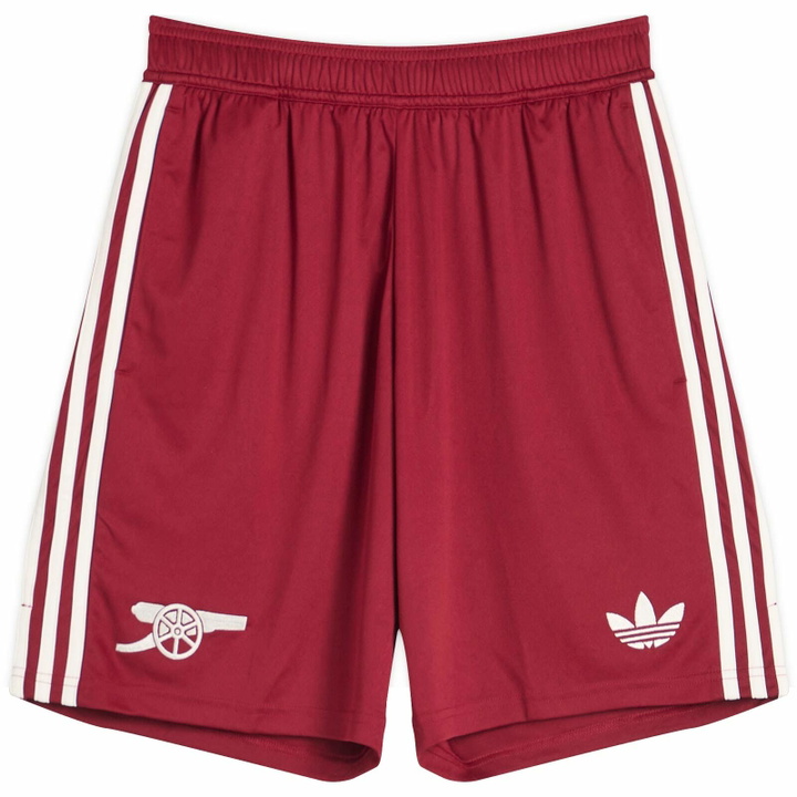 Photo: Adidas Men's Arsenal FC 25/26 3rd Shorts in Cloud White/Team Coll Burgundy
