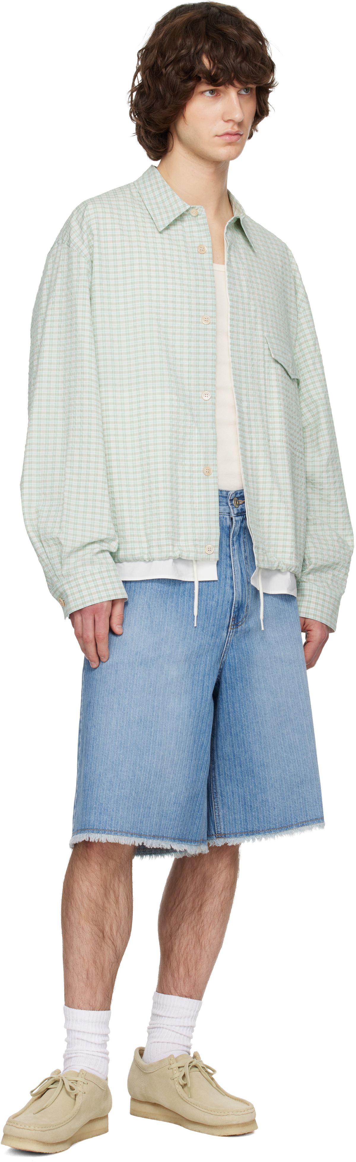 Solid Homme Blue Stripe Denim Bermuda Shorts