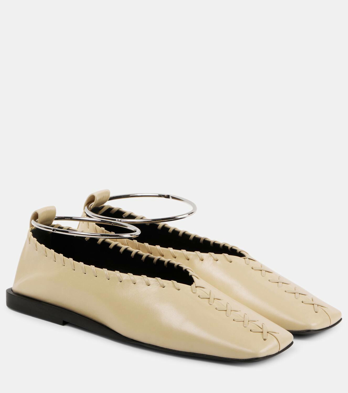 Jil Sander Beige Leather Ballet Flats main image 0