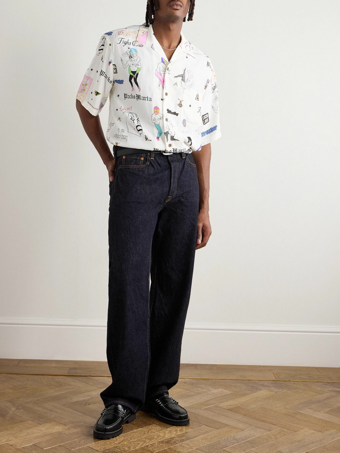 Wacko Maria - Type-10 Convertible-Collar Printed Matte-Satin Twill Shirt - White