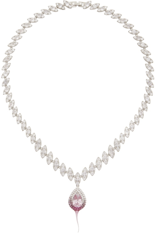 Photo: Ottolinger SSENSE Exclusive Silver & Pink Diamond Dip Necklace