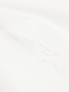 AMI PARIS - Logo-Appliquéd Cotton-Piqué Polo Shirt - White