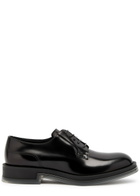 Alexander Mcqueen Glossed Leather Derby Shoes Black