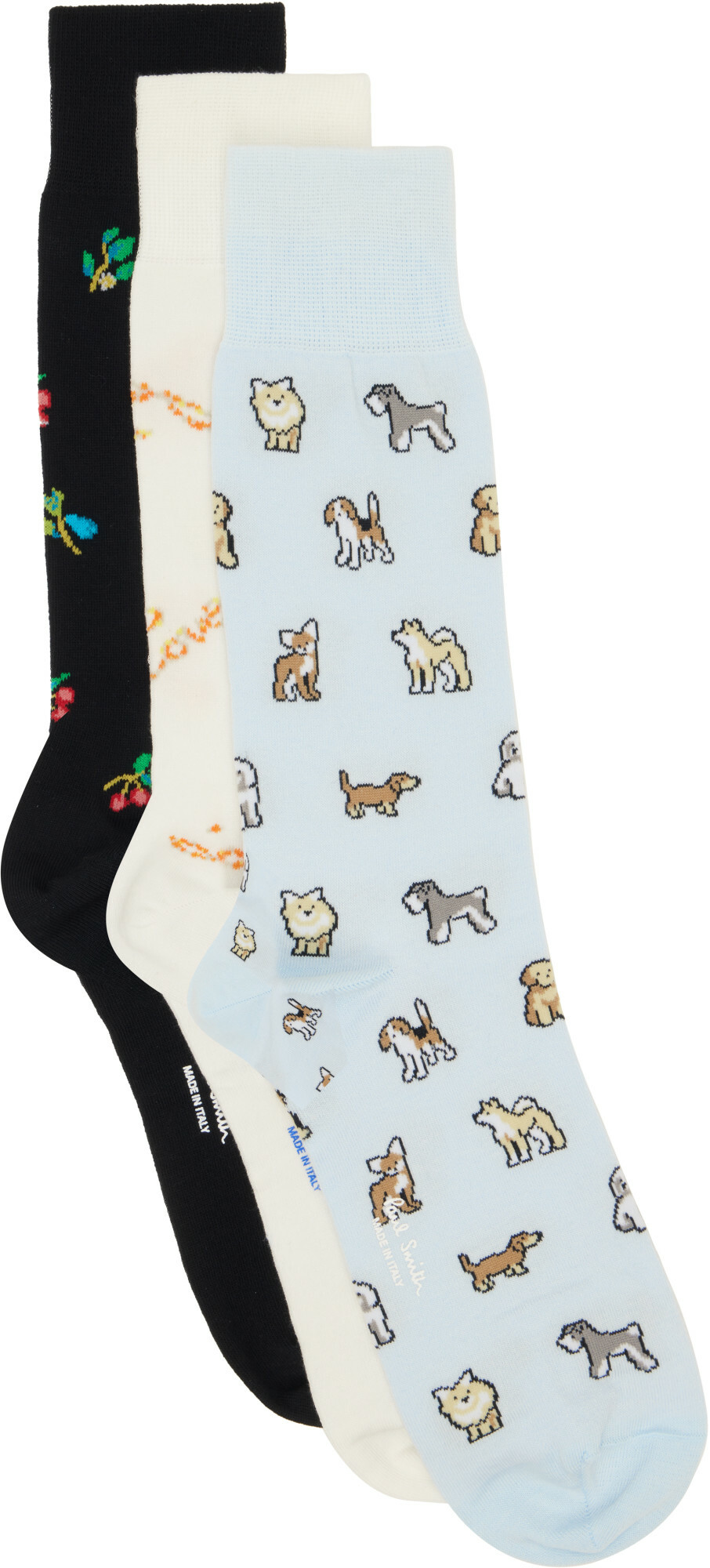 Paul Smith Three-Pack Multicolor Printed-Graphic Socks