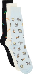 Paul Smith Three-Pack Multicolor Printed-Graphic Socks