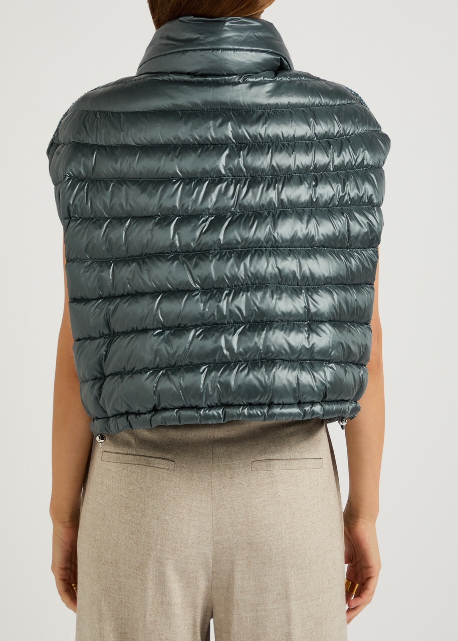 Herno Quilted Glossed Shell Gilet Blue