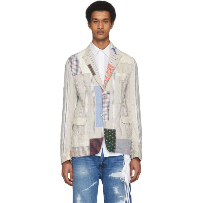 Photo: Junya Watanabe Off-White Linen Patchwork Blazer