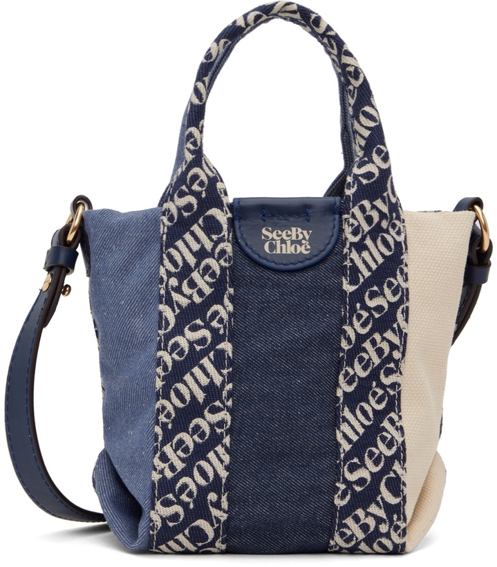 Photo: See by Chloé Off-White & Blue Mini Laetizia Denim Bag