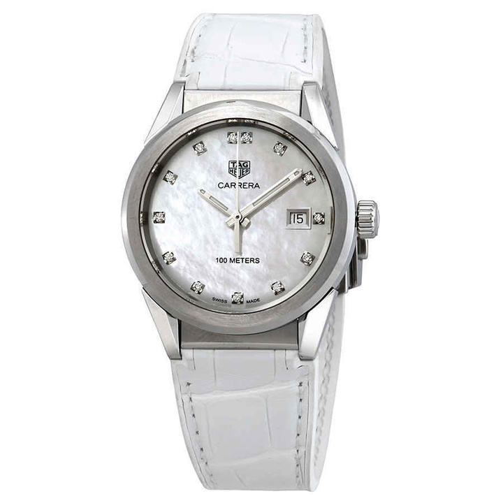 Photo: Tag Heuer Carrera Diamond Mother of Pearl Dial Ladies Watch WBG1312.FC6412