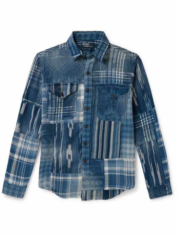 Photo: Polo Ralph Lauren - Patchwork Checked Washed-Cotton Shirt - Blue