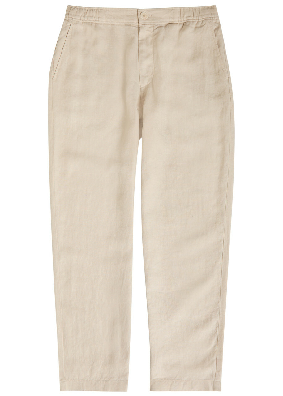 Wax London Kurt Tapered-leg Linen Trousers Beige