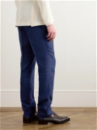 Ralph Lauren Purple label - Dobby Byron Straight-Leg Pleated Linen Trousers - Blue
