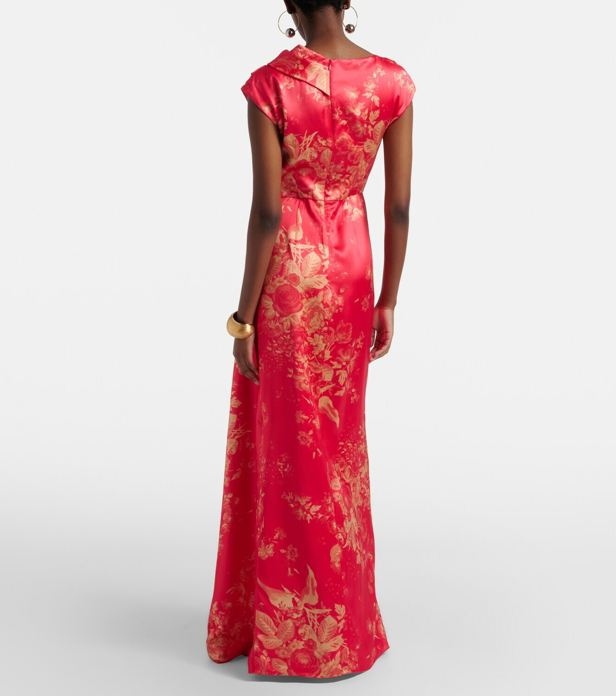 Erdem Draped floral duchess satin gown