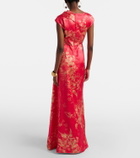Erdem Draped floral duchess satin gown