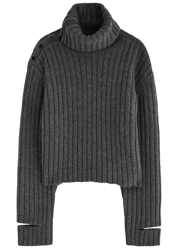 Photo: Helmut Lang Ribbed Wool-blend Jumper Charcoal