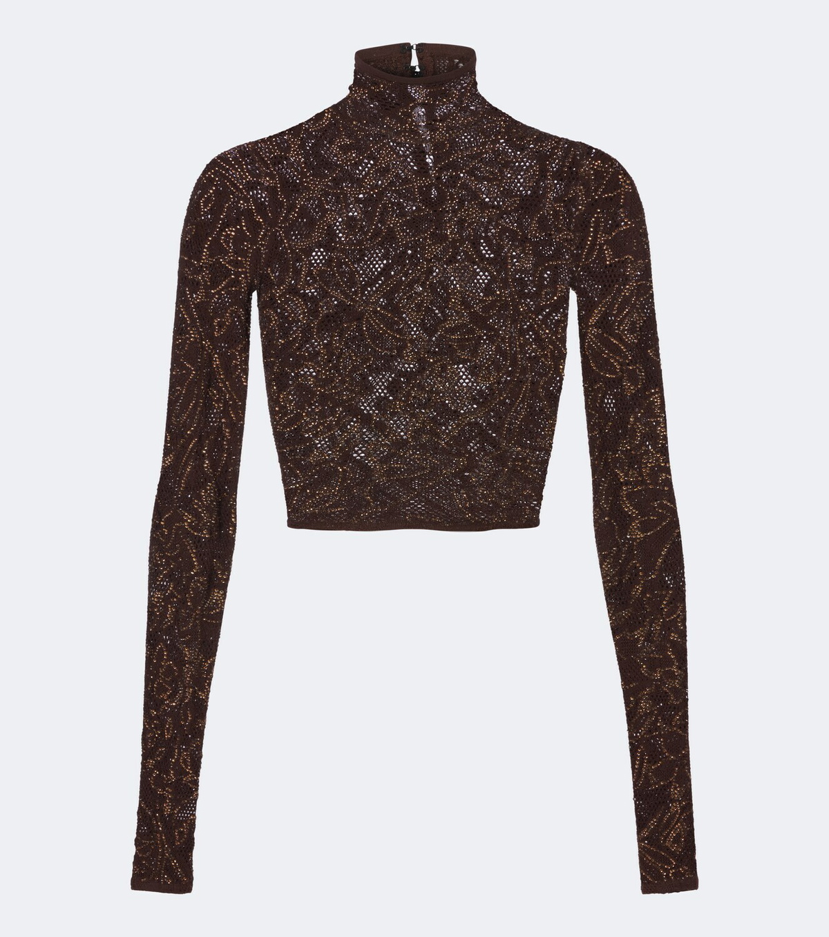 Gucci Cropped silk-blend lace turtleneck top