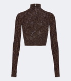 Gucci Cropped silk-blend lace turtleneck top