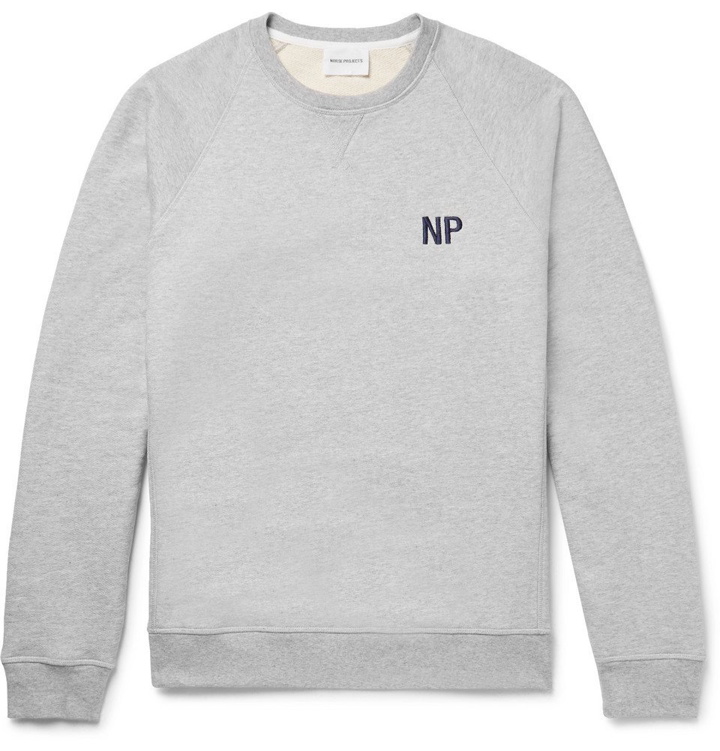 Photo: Norse Projects - Ketel Embroidered Loopback Cotton-Jersey Sweatshirt - Light gray