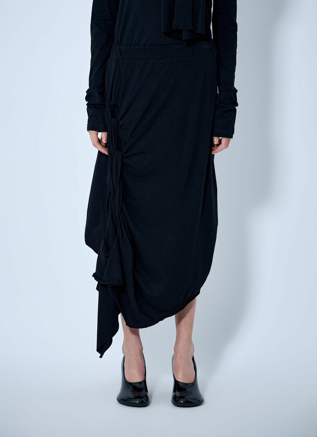Yohji Yamamoto High Twisted French Terry Braided Skirt