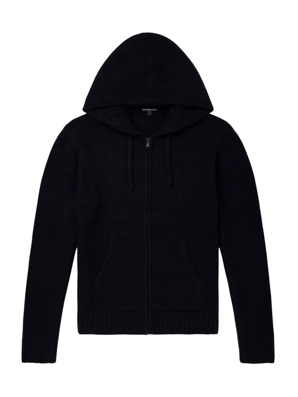 Photo: James Perse - Ribbed Cashmere Zip-Up Hoodie - Black
