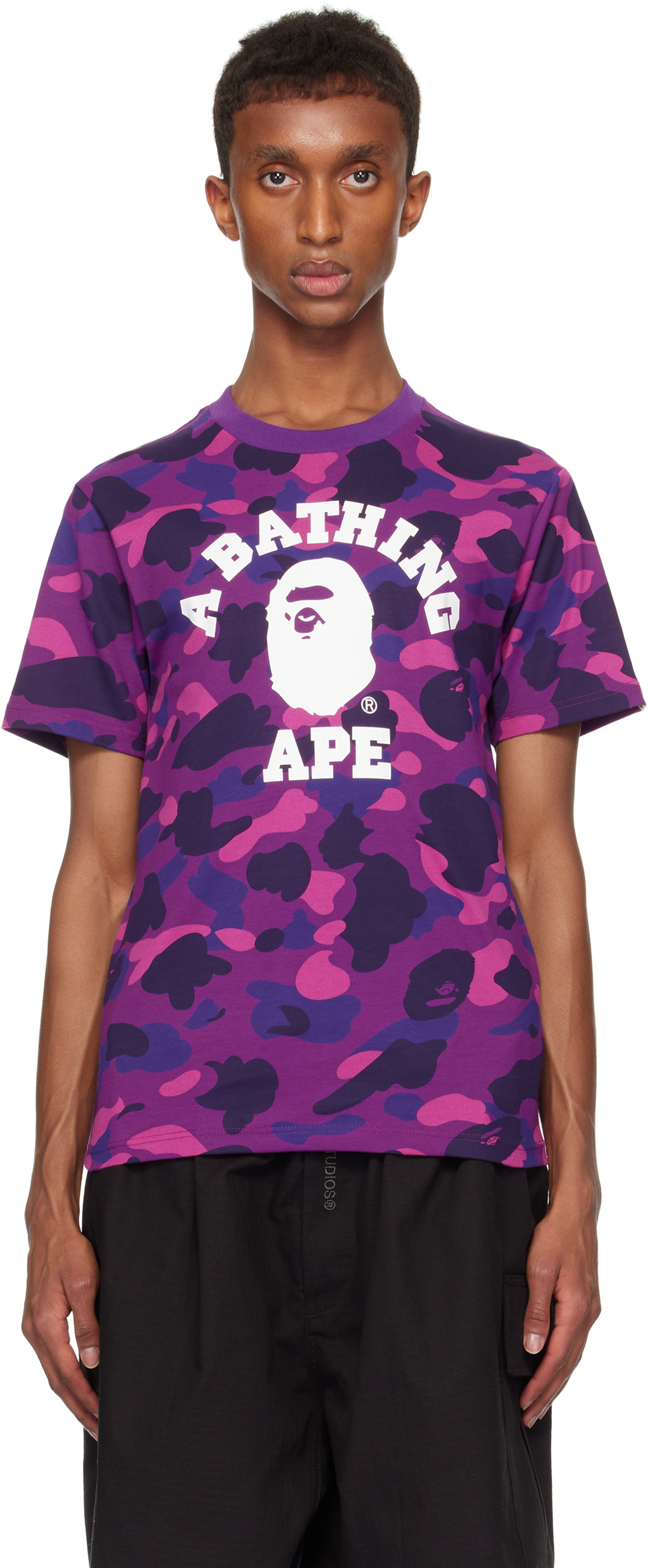 A BATHING APE BAPE purple camo ポロシャツ tee tシャツ パープルカモ 