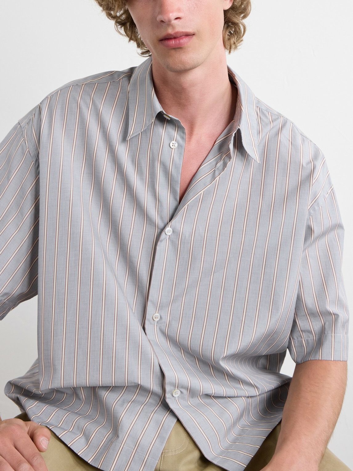 Studio Nicholson - Sanko Striped Cotton-Poplin Shirt - Gray