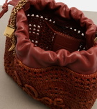 Chloé Mini leather-trimmed raffia bucket bag