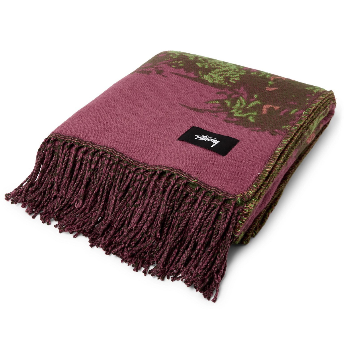 Photo: Stüssy - Fringed Checked Twill Scarf - Orange