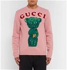 Gucci - Appliquéd Intarsia Wool Sweater - Men - Pink