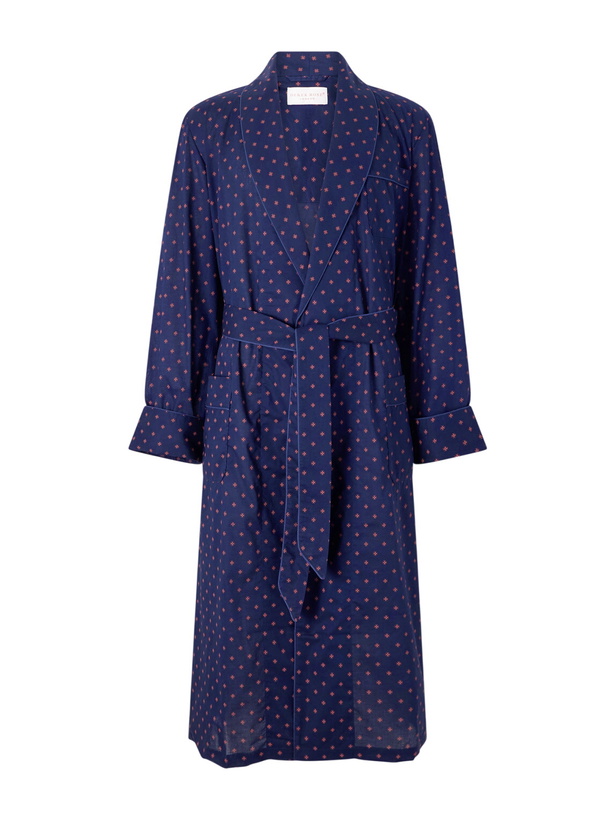 Photo: Derek Rose - Nelson 109 Printed Cotton Robe - Blue