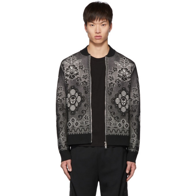 Photo: Alexander McQueen Black and White Ivy Lace Bomber Jacket