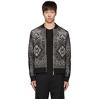 Alexander McQueen Black and White Ivy Lace Bomber Jacket