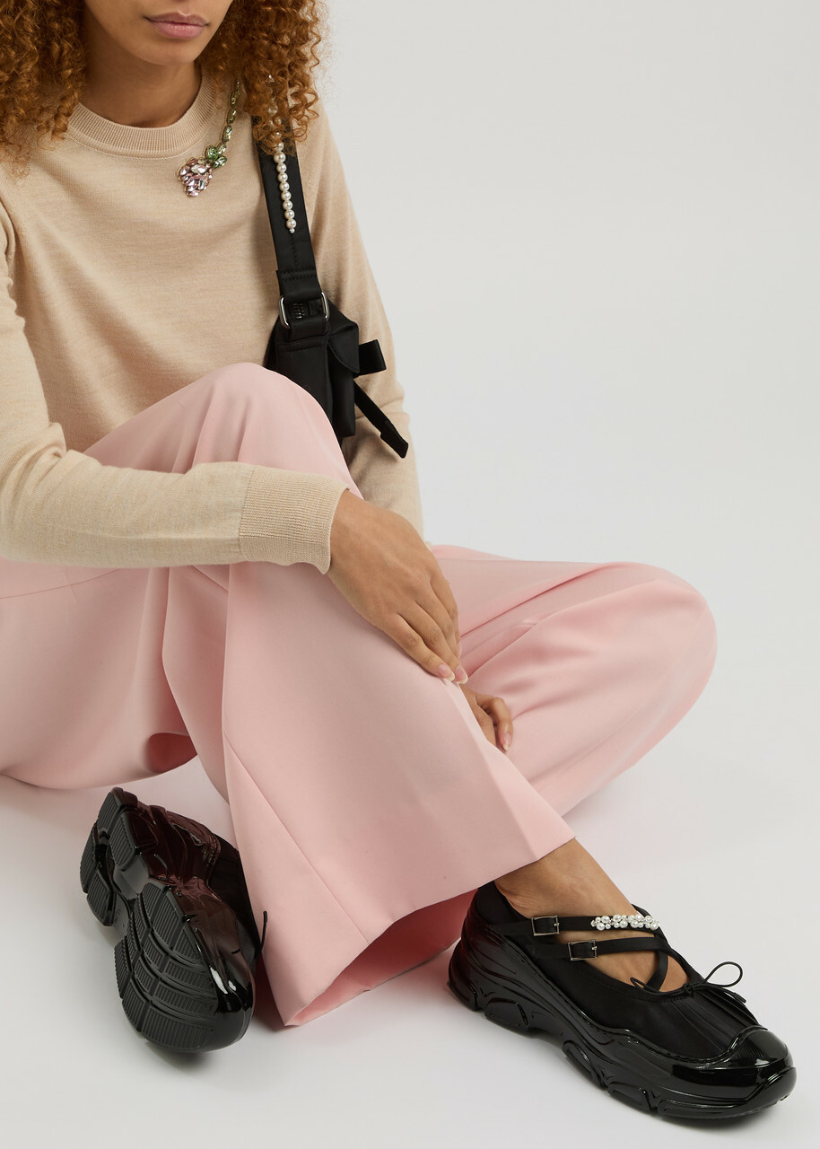 Simone Rocha Embellished Satin Sneakers Black Simone Rocha
