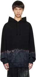 Yohji Yamamoto Black Printed Hoodie