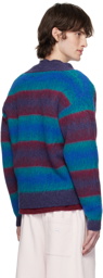 Madhappy Blue & Purple Fuzzy Stripe Cardigan