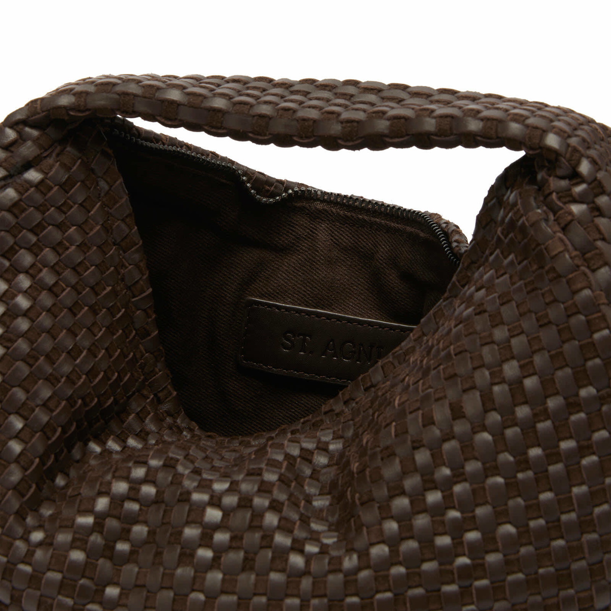 ST. Agni Women's Lattice Weave Mini Bon Bon Bag in Coffee 