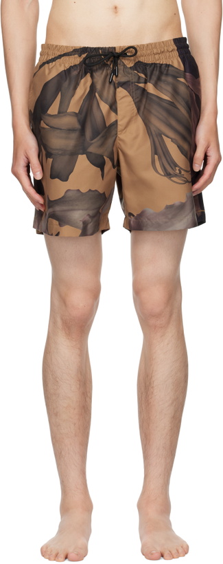 Photo: Dries Van Noten Beige & Brown Patterned Swim Shorts