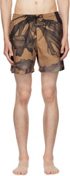 Dries Van Noten Beige & Brown Patterned Swim Shorts
