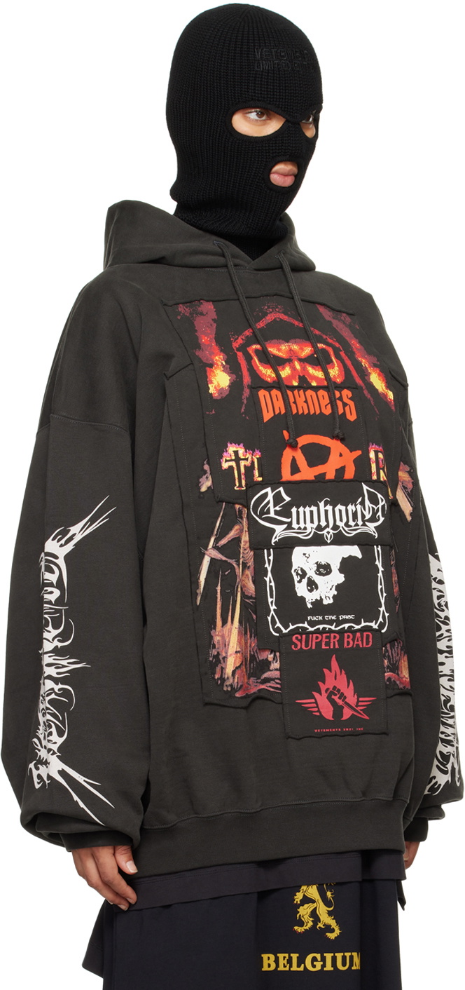 VETEMENTS Black Patched Metal Hoodie Vetements