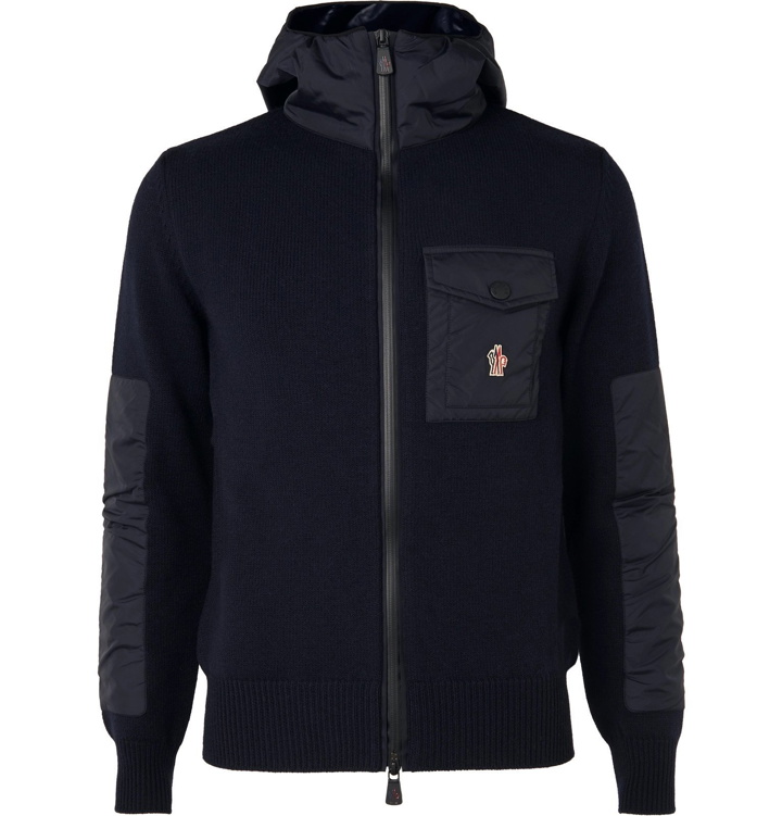 Photo: Moncler Grenoble - Shell-Panelled Padded Wool-Blend Hooded Zip-Up Cardigan - Blue