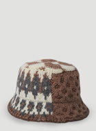 Patchwork Knit Bucket Hat in Brown