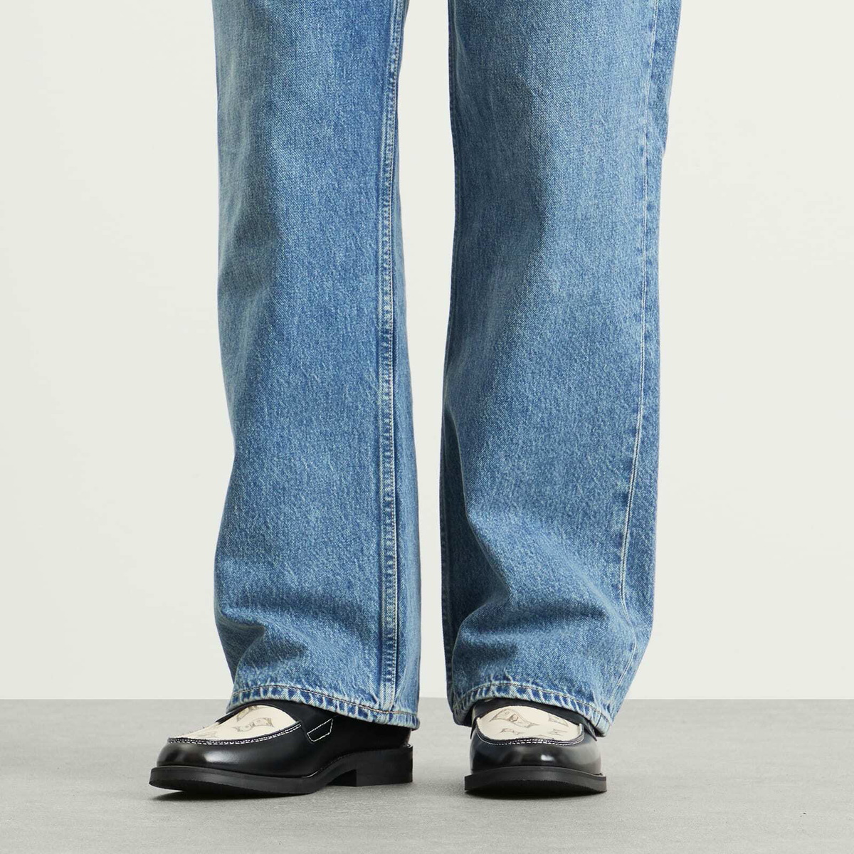Duke + Dexter Men's Wilde Dollar Bills Penny Loafer in Black/White