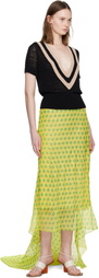 Dries Van Noten Yellow Embellished Silk Maxi Skirt