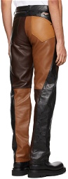 Marine Serre Black & Brown Mix-Leather Patchwork Leather Pants