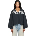 Palm Angels Black Big Neck Logo Balloon Crew Sweatshirt