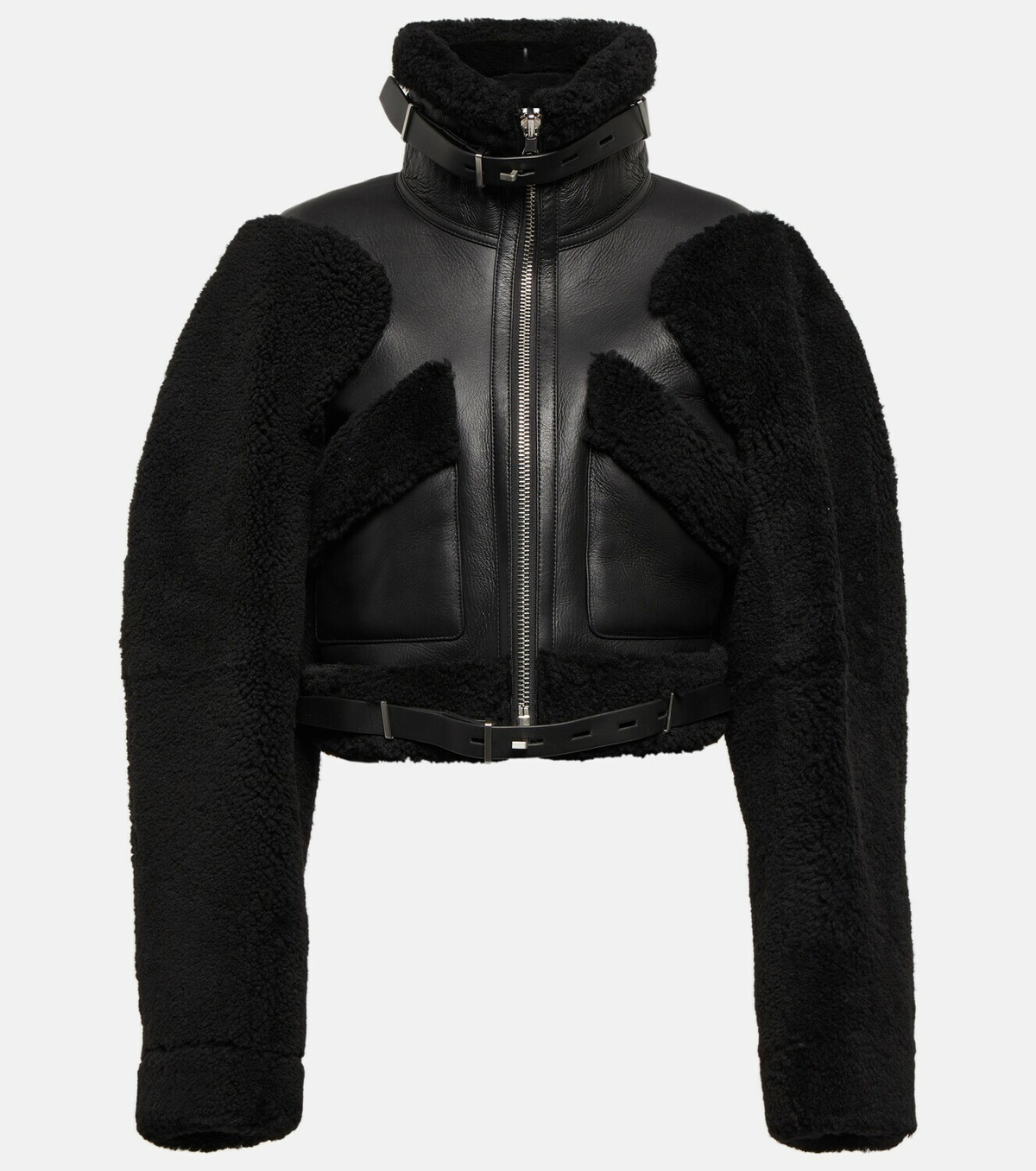 Dion Lee - Shearling-trimmed leather jacket Dion Lee