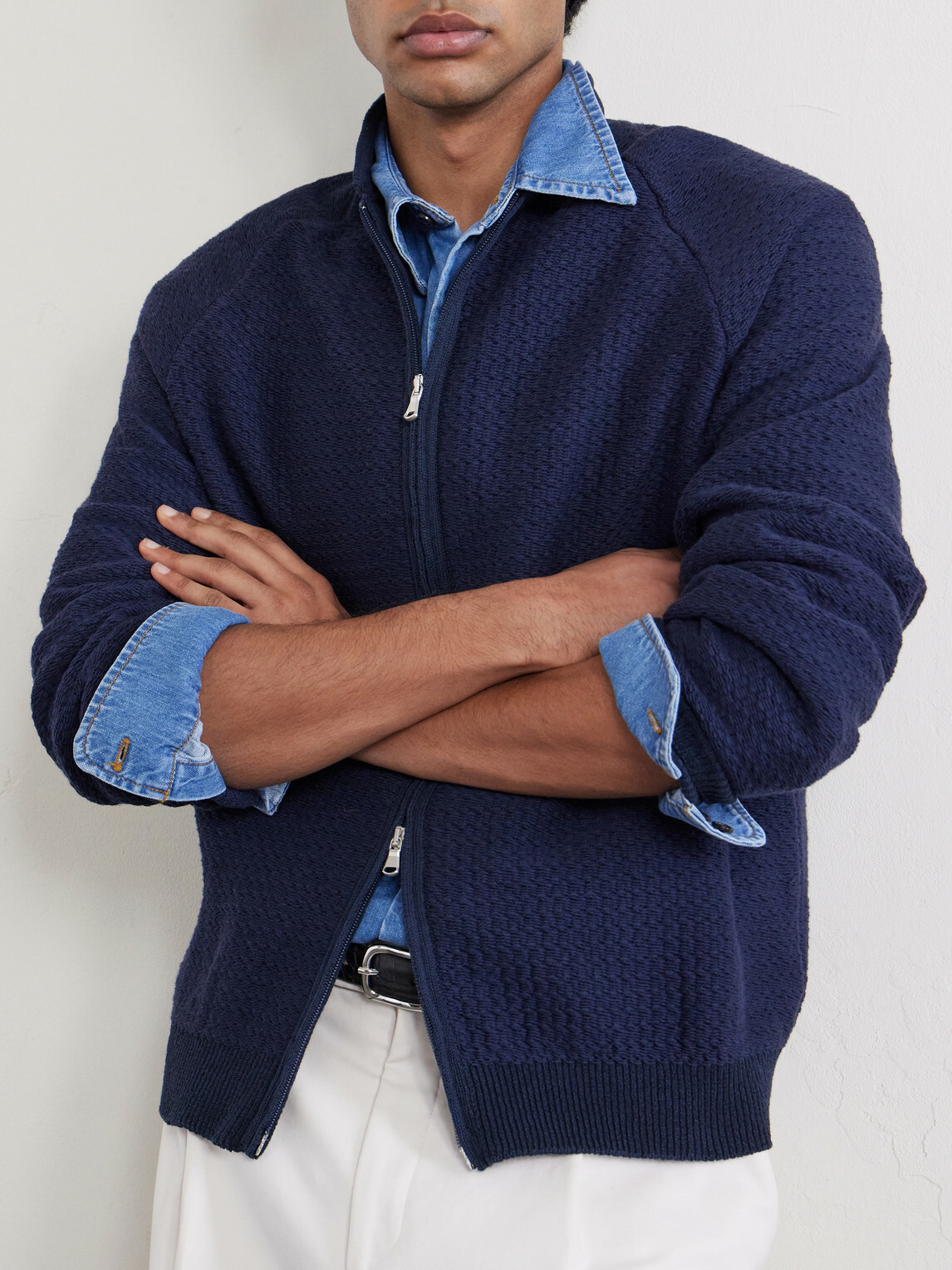 Inis Meáin - Tonnta Merino Wool, Baby Alpaca and Silk-Blend Bomber Jacket - Blue