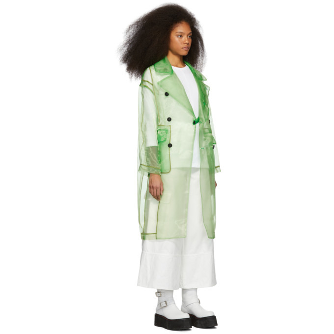 Toga Green Organdy Trench Coat Toga Pulla