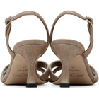 Jimmy Choo Taupe Elsy 70 Shimmer Suede Heeled Sandals
